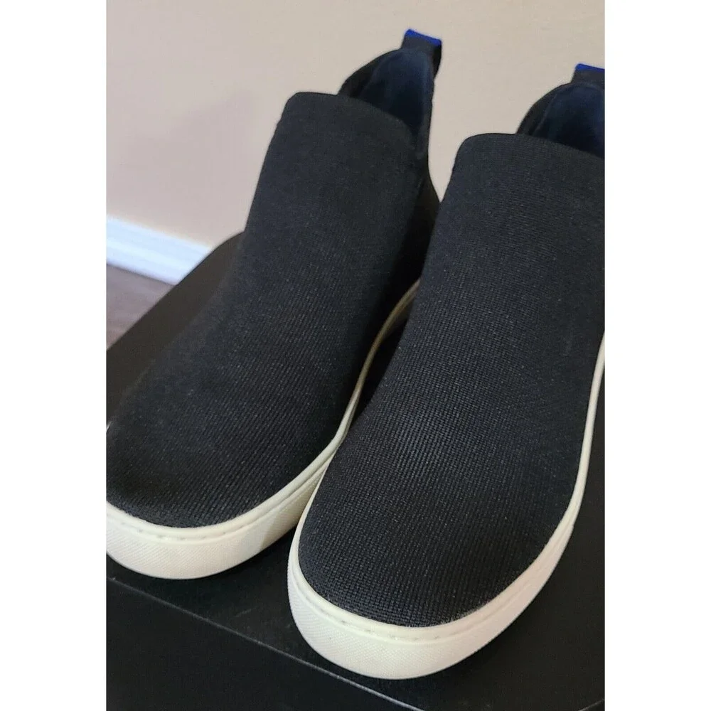 Rothy's The Chelsea Boot Womens Size 10.5 Black Knit Hi Top Comfort Shoe Slip On